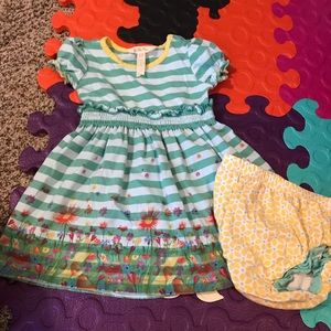 Matilda Jane green floral dress and diaper cover.